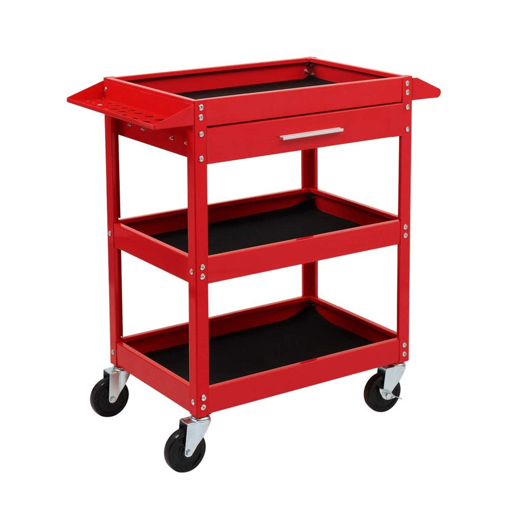 TUFFIOM Steel 330 lbs Tier Rolling Tool Cart With Drawer Red/Black –  Tuffiom