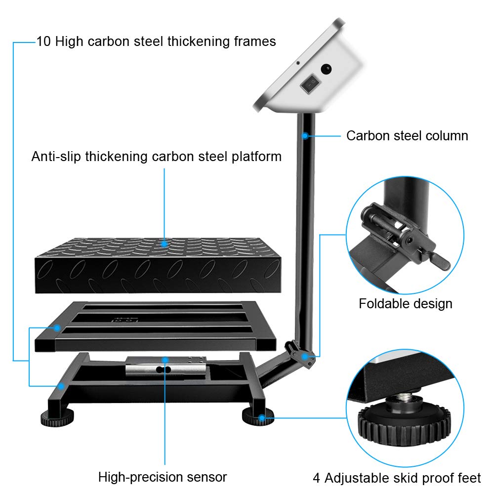 TUFFIOM G7S 220lb Weight Electronic Platform Scale With LCD Display ...